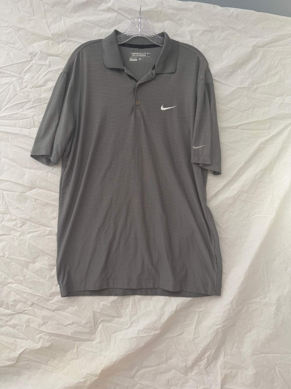Nike Men’s Gray Golf Polo with White Swoosh